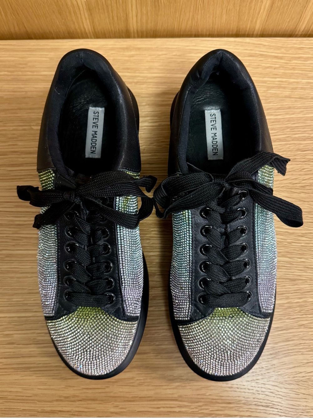 Steve Madden Icebox Sparkly Rhinestone Studded Black Sneakers, Mens 11 - Picture 7 of 11
